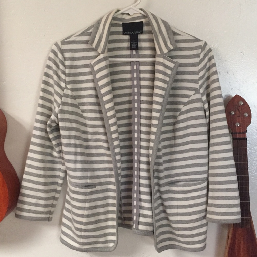 Cynthia Rowley Stripe Jacket, Grey & White, Small